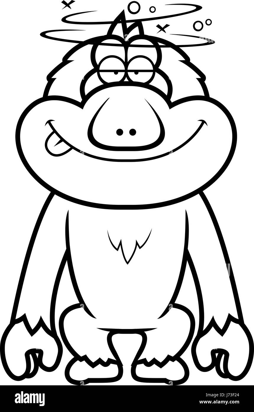 Un cartoon illustrazione di uno stupido Macaque giapponese. Illustrazione Vettoriale