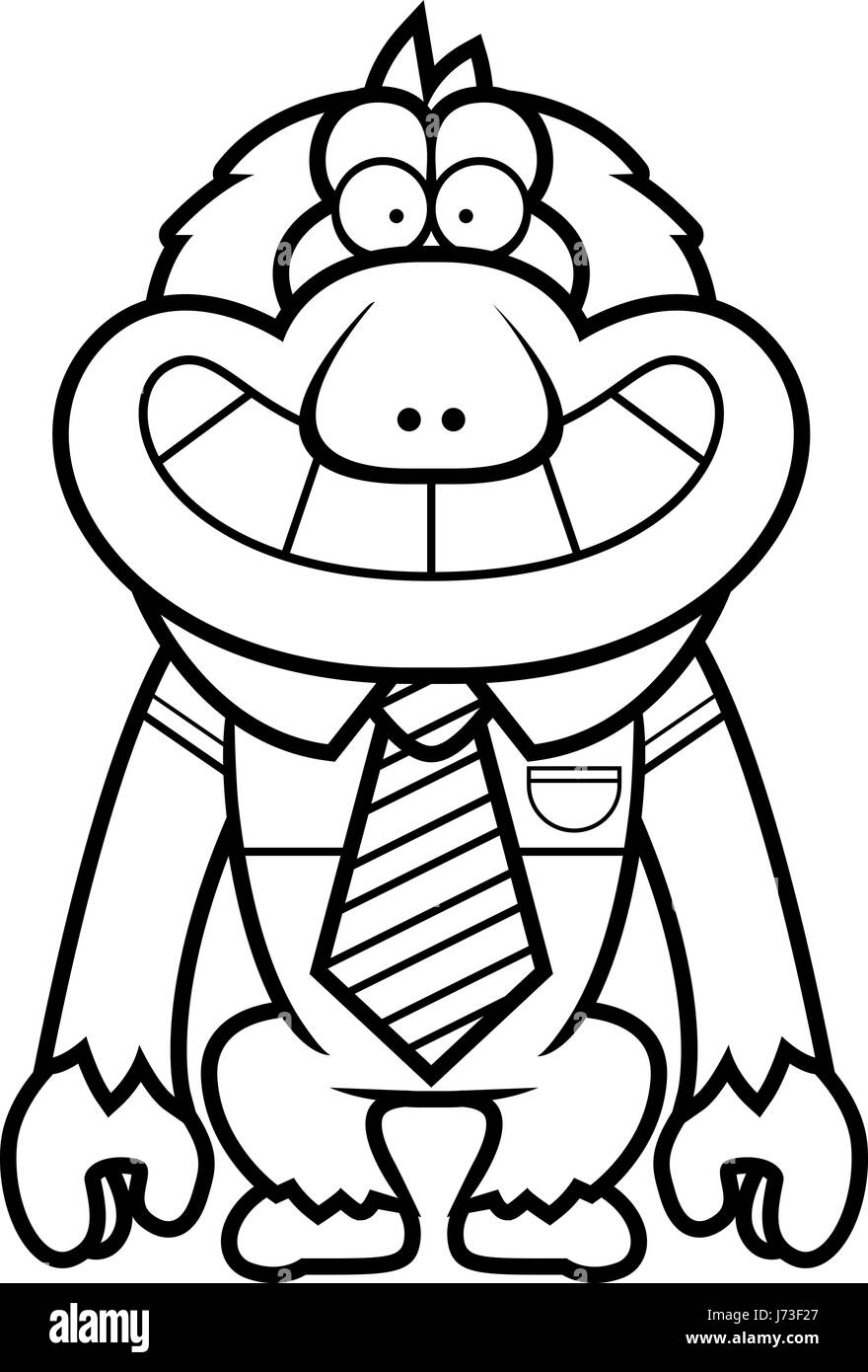 Un cartoon illustrazione di un Macaque giapponese in una cravatta. Illustrazione Vettoriale
