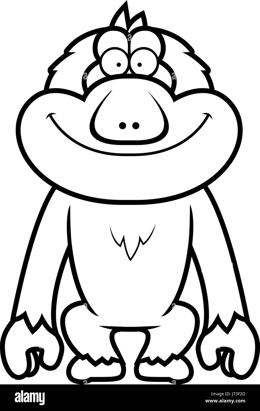 Un cartoon illustrazione di un Macaque giapponese sorridente. Illustrazione Vettoriale