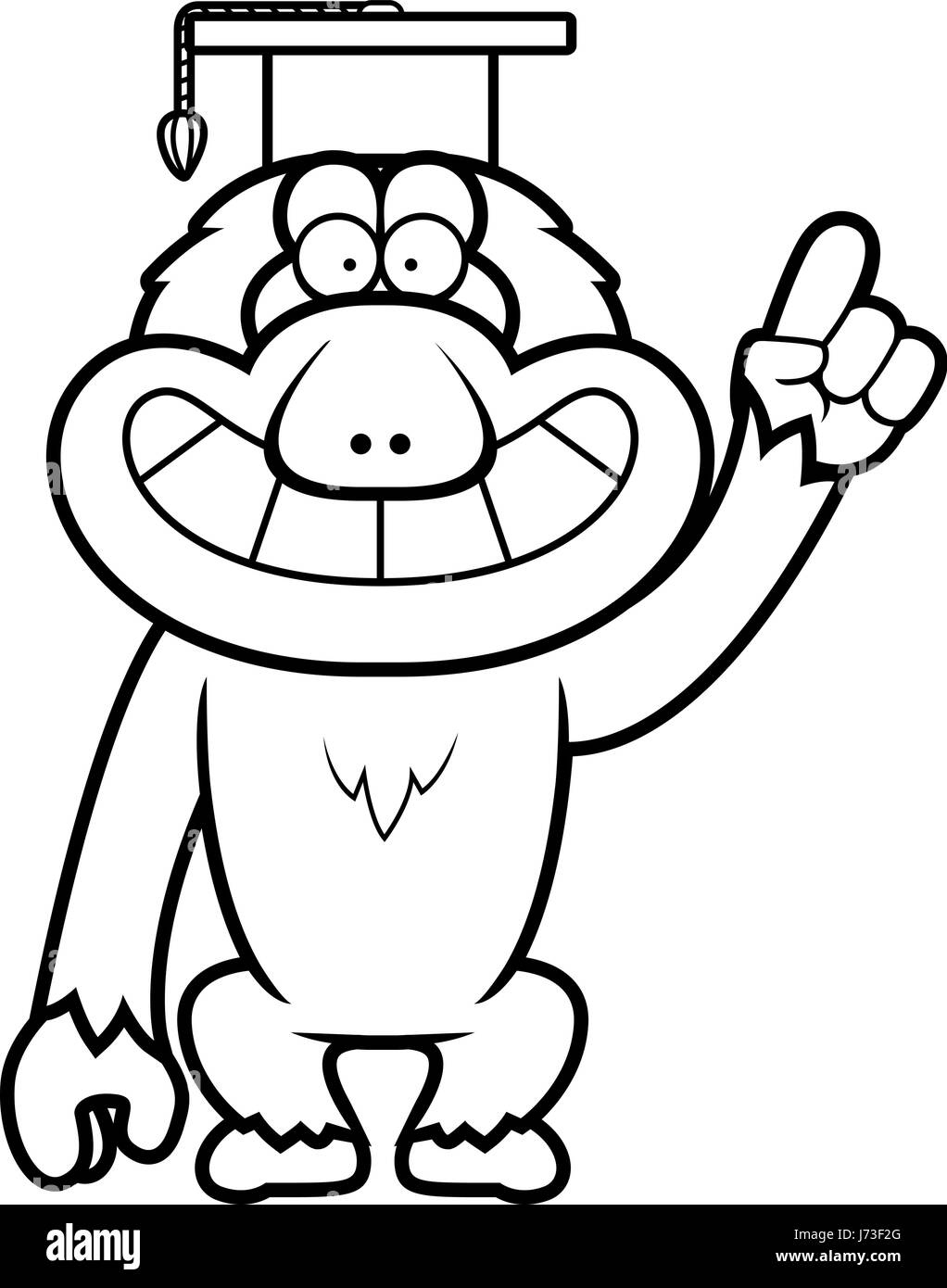 Un cartoon illustrazione di un Macaque giapponese in un professore cap. Illustrazione Vettoriale
