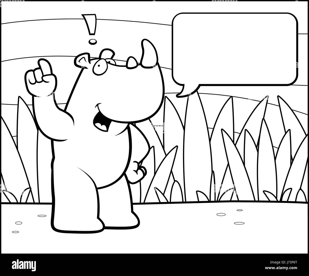 Un felice cartoon rhino parlando e sorridente. Illustrazione Vettoriale