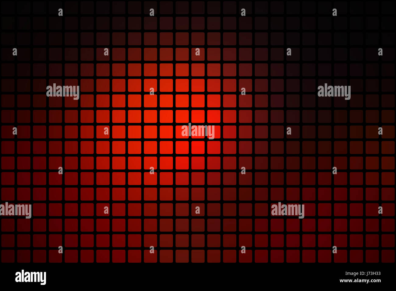 Rosso marrone nero mosaico astratto sfondo con quadrato con gli angoli arrotondati di piastrelle su nero Foto Stock