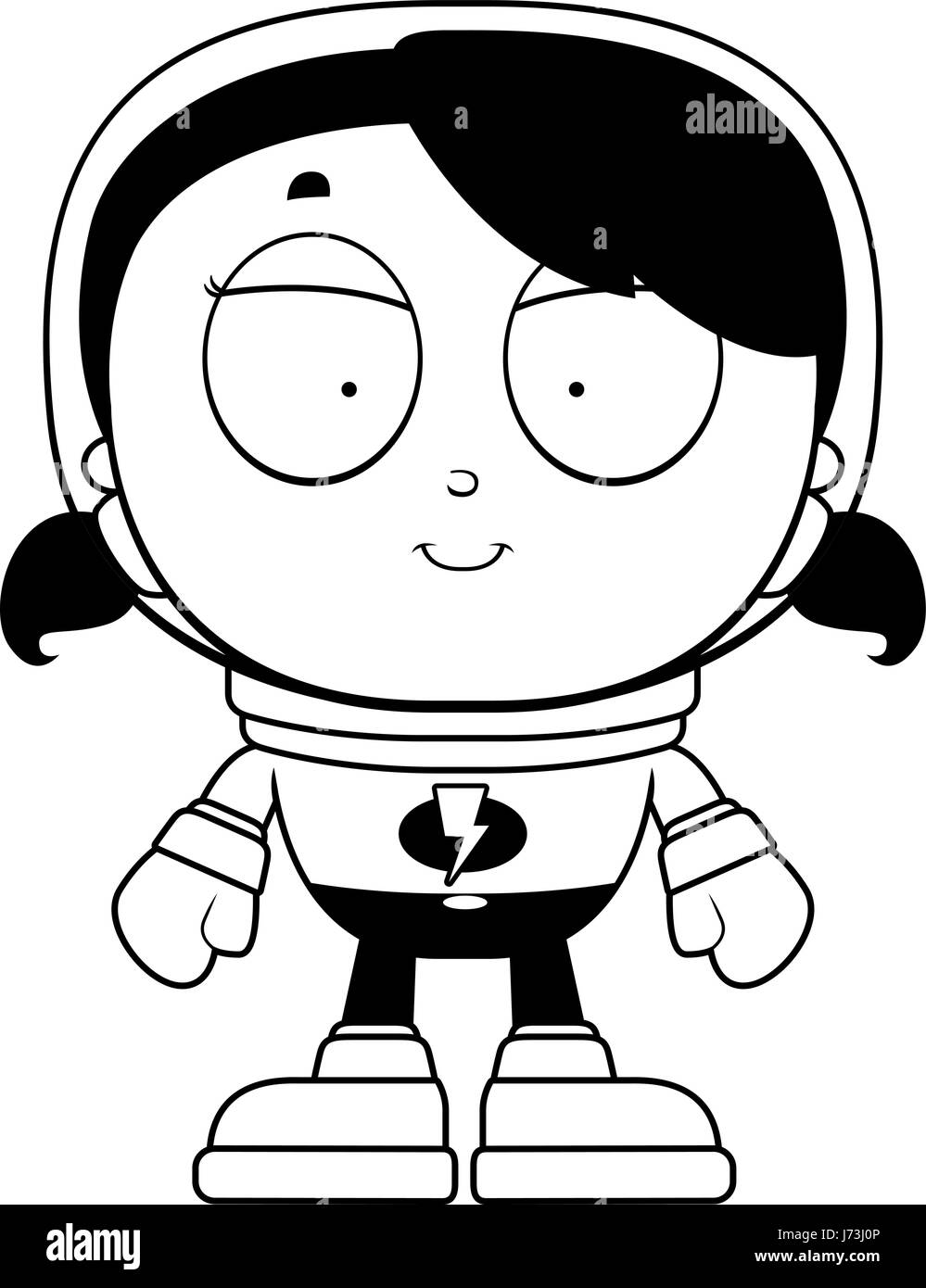 Un cartoon ragazza astronauta in una tuta spaziale. Illustrazione Vettoriale