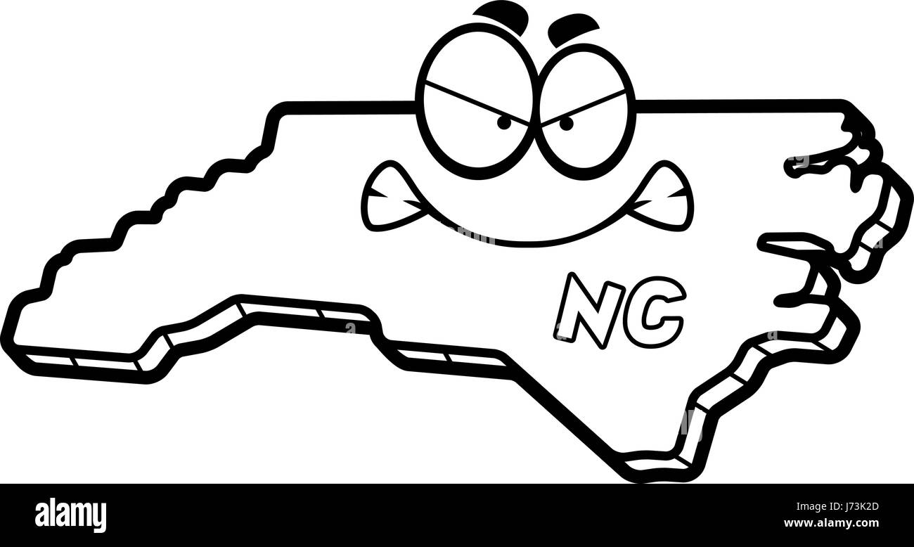 Un cartoon illustrazione dello stato del Nord Carolina cercando arrabbiato. Illustrazione Vettoriale