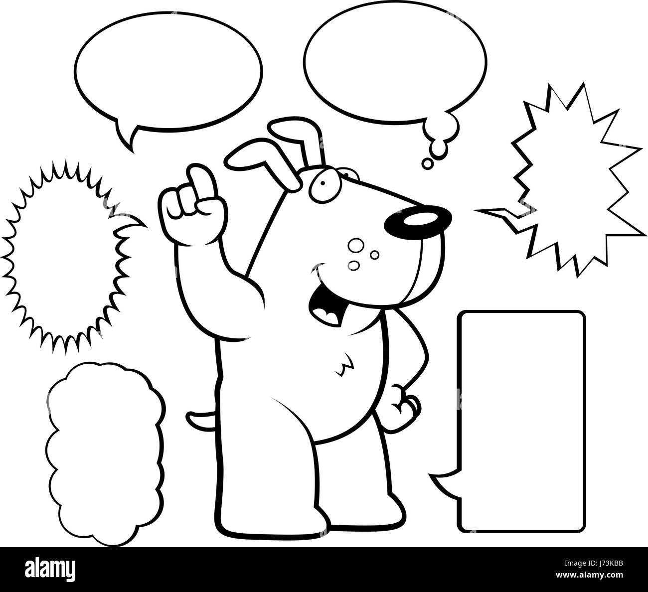 Un felice cartoon dog parlando e sorridente. Illustrazione Vettoriale