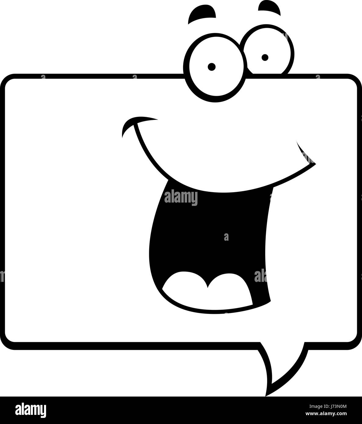 Un cartoon word bubble sorridente e felice. Illustrazione Vettoriale