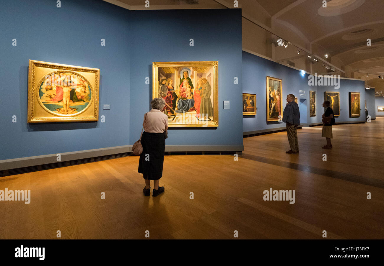 Interno del museo Gemaldegalerie, al Kulturforum di Berlino, Germania Foto Stock