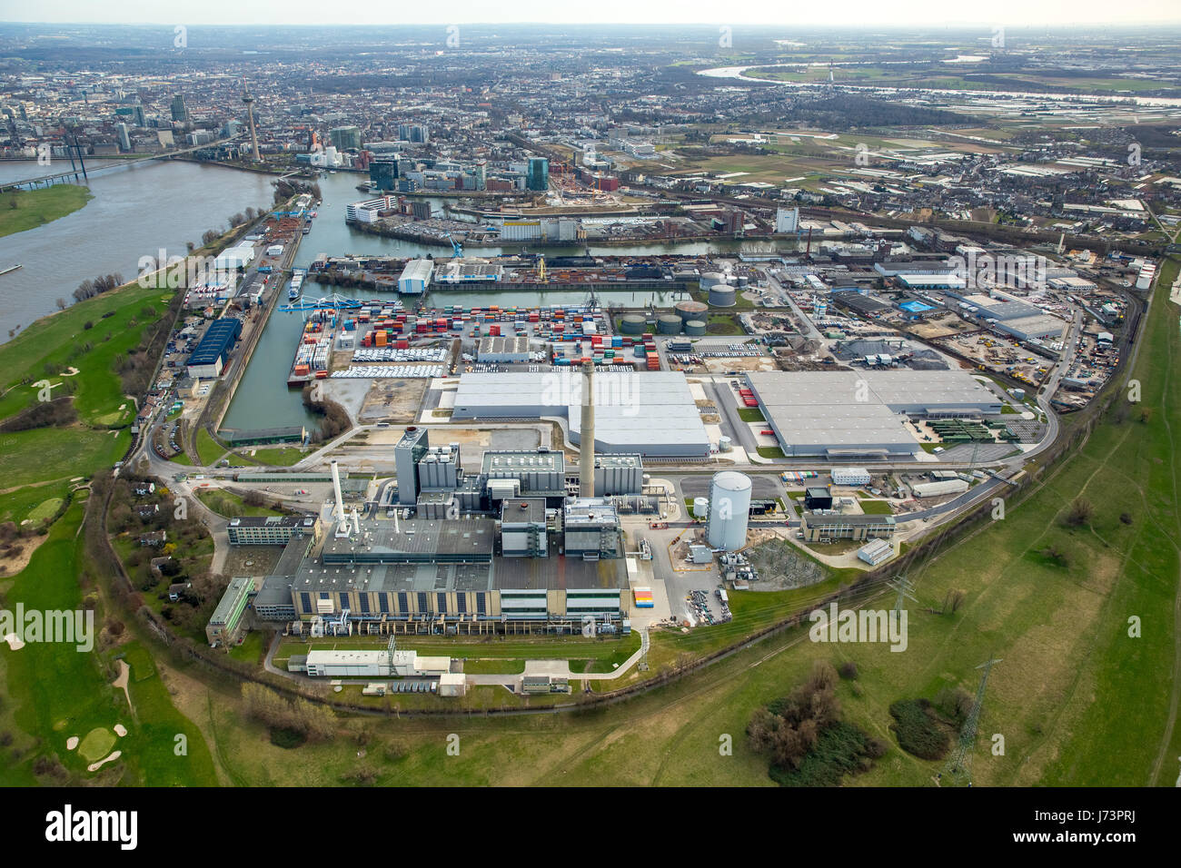 La produzione combinata di calore e di power station Lausward; centrale a ciclo combinato; gas e turbina a vapore power station; teleriscaldamento; Stadtwerke Düsseldorf Gmb Foto Stock