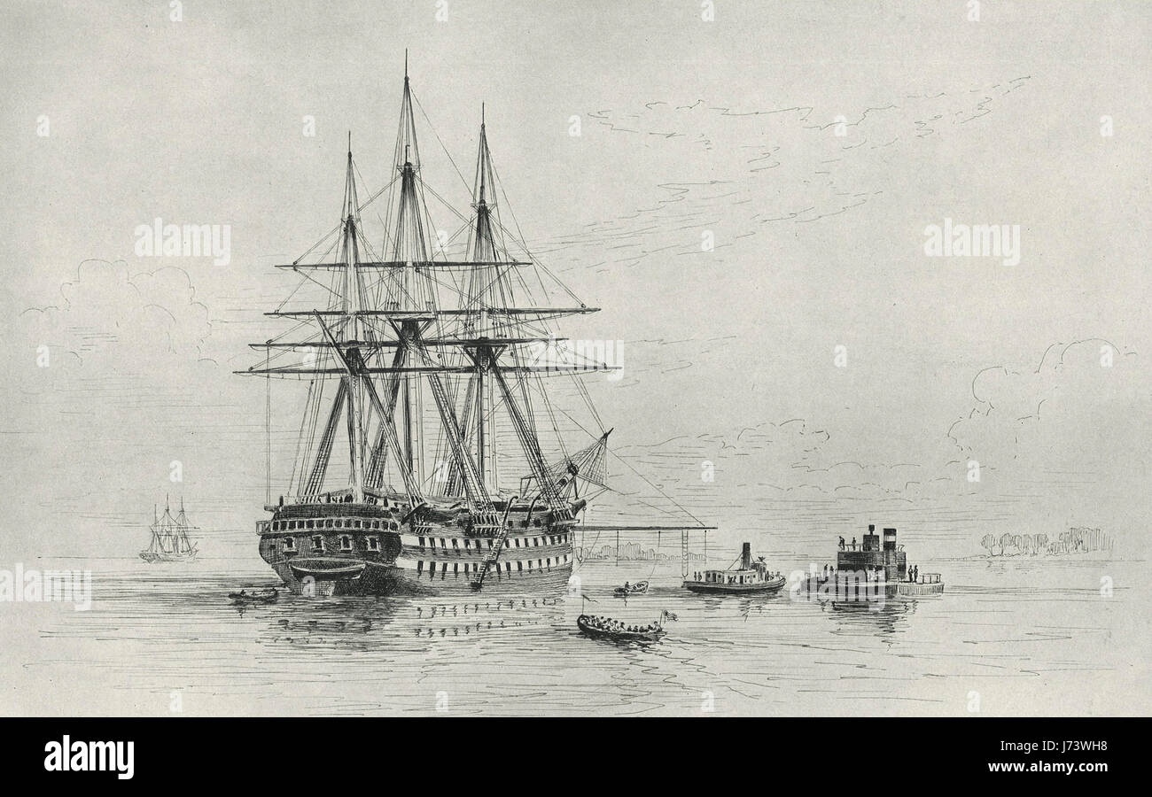 La nave di linea Vermont e il Monitor Weehawken durante la Guerra Civile Americana Foto Stock