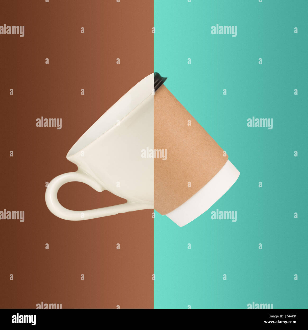 Il collage di immagini di tazze di caffè Foto Stock