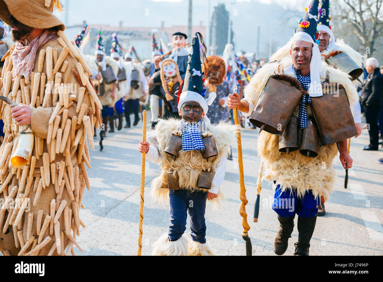 La Vijanera, un carnevale d'inverno. Silio, Molledo, Cantabria, Spagna, Europa Foto Stock
