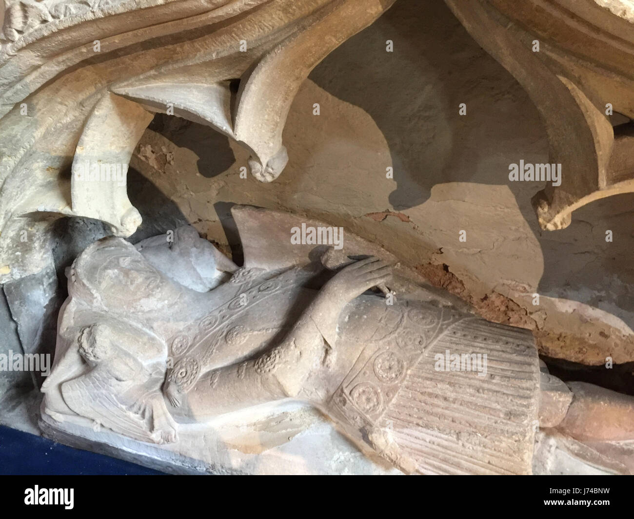 SIR JOHN BLANCHEFRONT Tomba del Crusader (morto 1350) nella chiesa di San Lorenzo in Alvechurch, Worcestershire, Inghilterra. Foto Tony Gale Foto Stock
