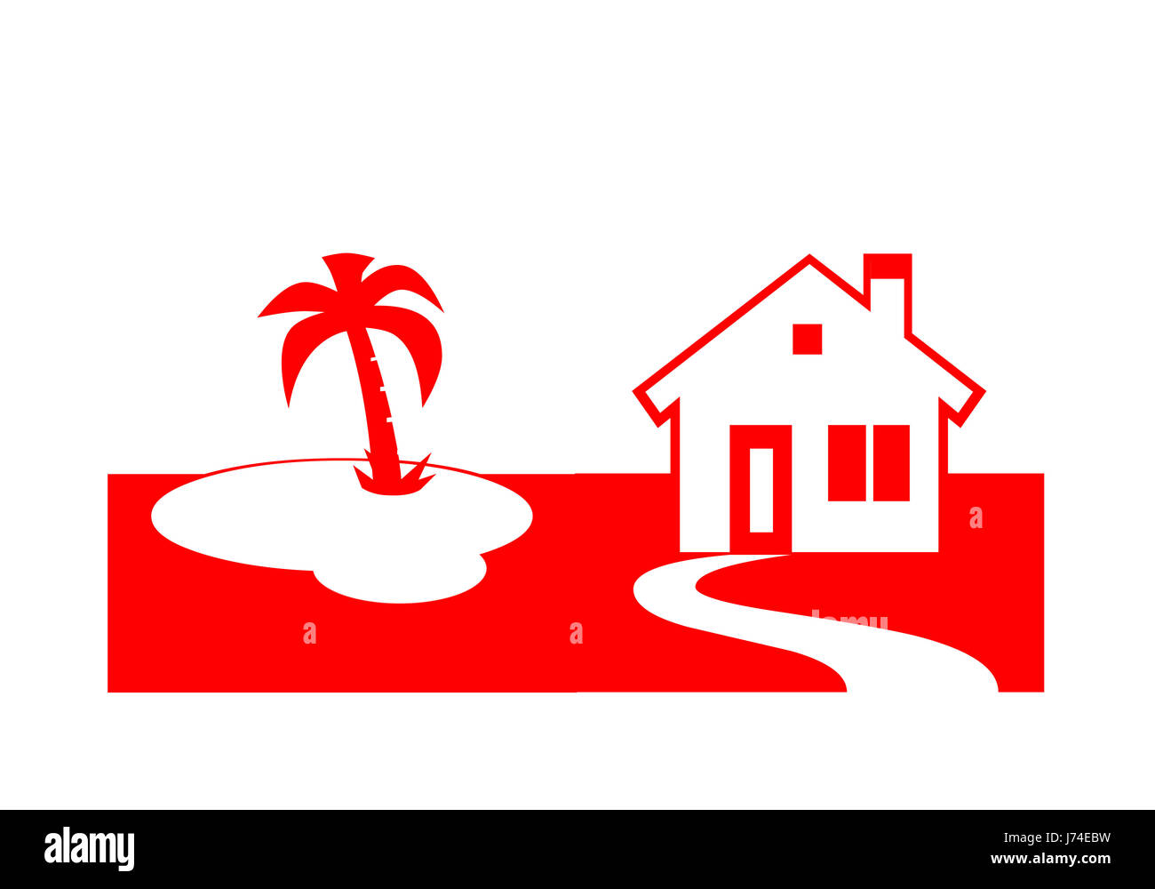 Costruzione casa vacanza vacanze vacanze Palm tree home acqua di sale Foto Stock