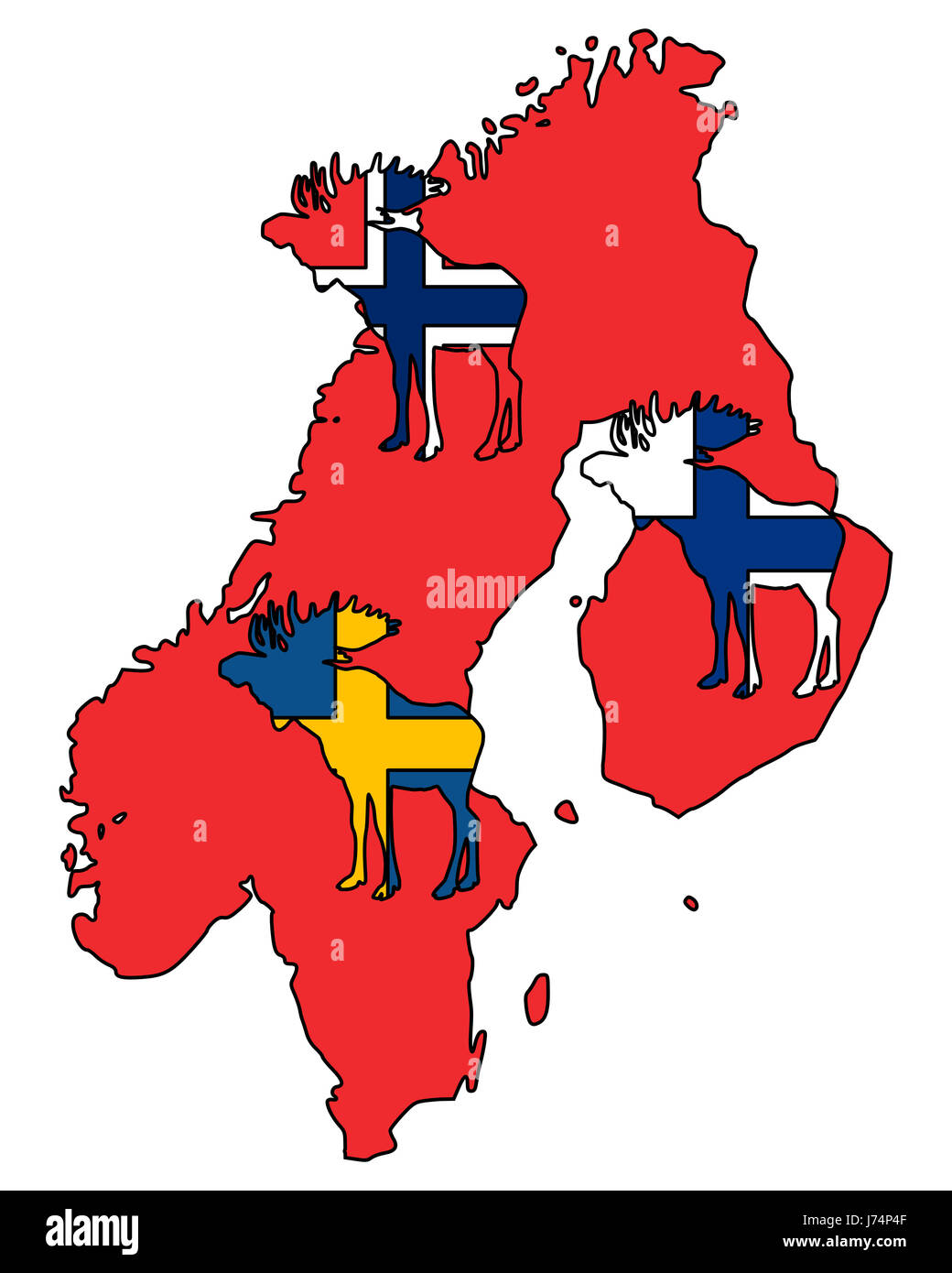 Animale Svezia bandiera della Norvegia scandinavia Finlandia elk segno blu segnale opzionale Foto Stock