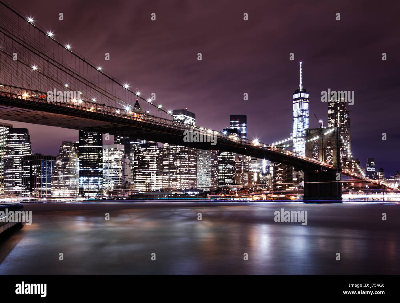 La città di New York, di Manhattan e Brooklyn Bridge Foto Stock