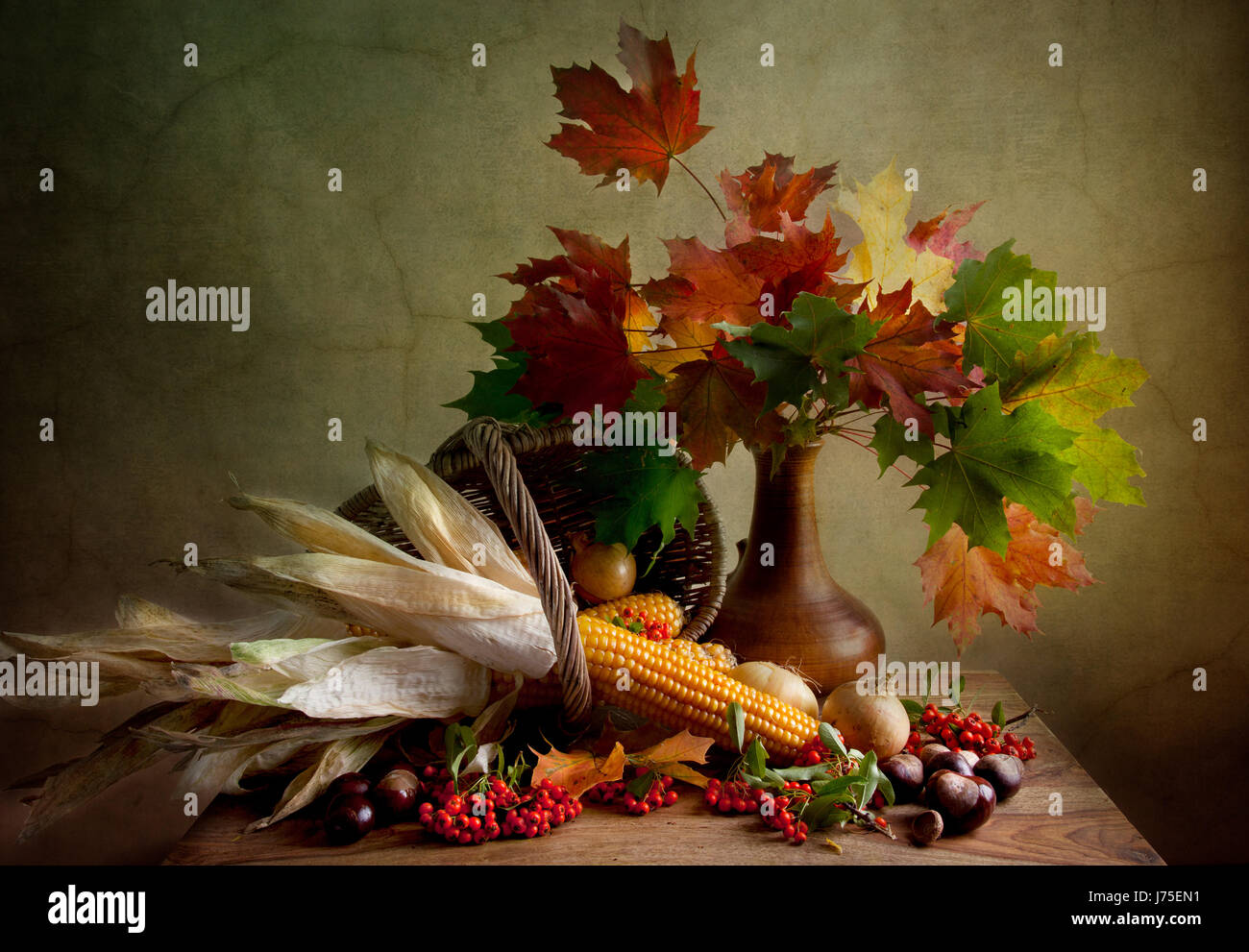 Ancora la vita di acero di tutolo di mais harvest festival ringraziamento autunno autunno modello Foto Stock
