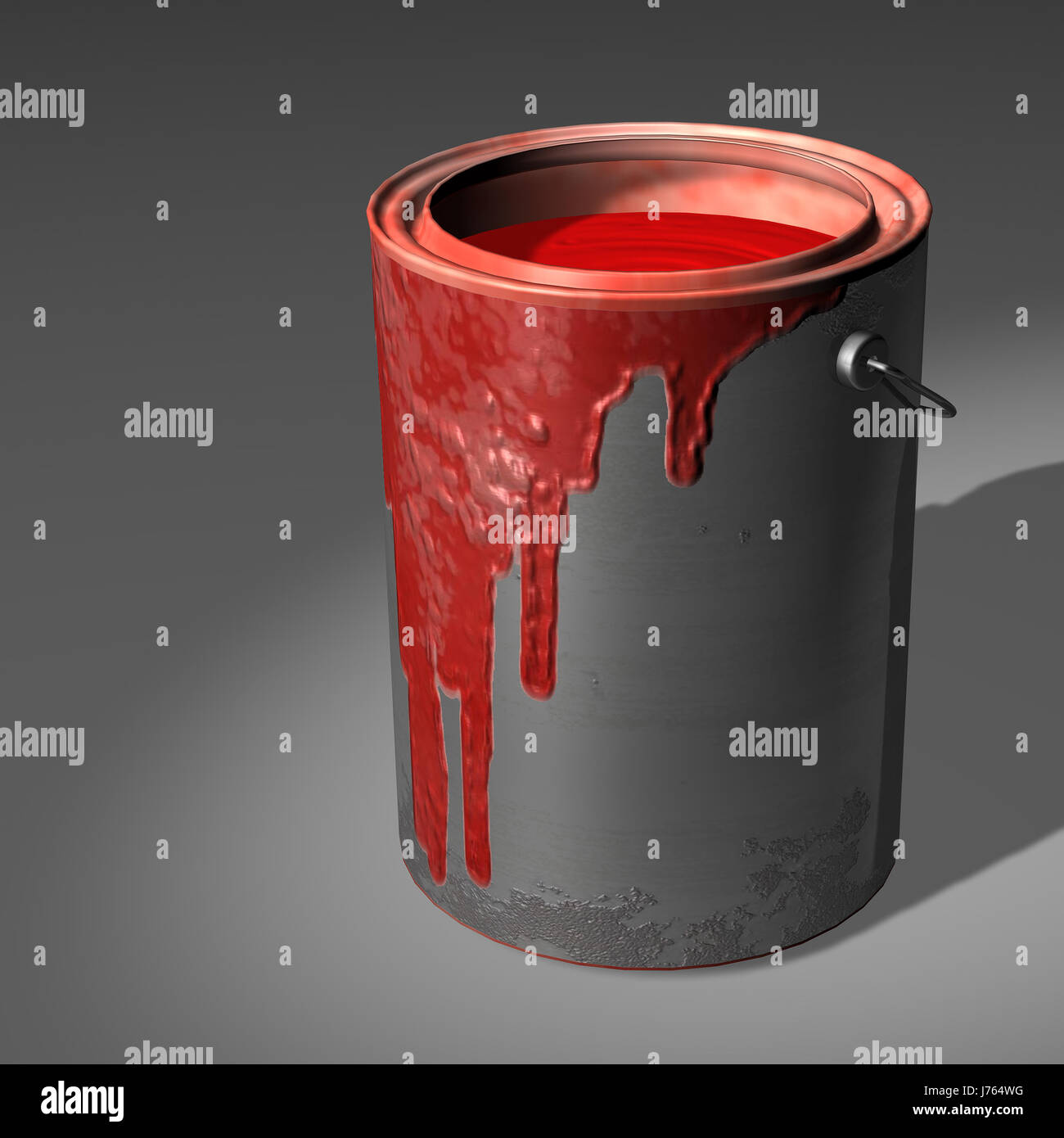 Illustrazione a colori vaso di vernice rosso isolato di arte pittura color decor e aprire paint Foto Stock