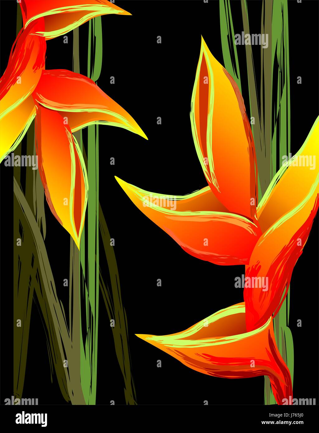 Piante e fiori sfondo sfondo dipinti Arte foglia color illustrazione grafica Foto Stock