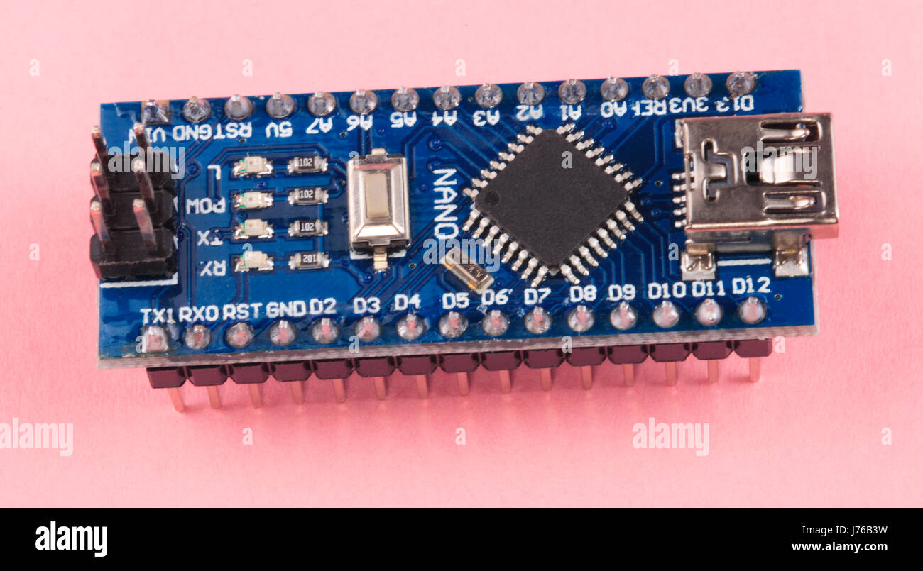 Scheda a circuito stampato con componenti Foto Stock