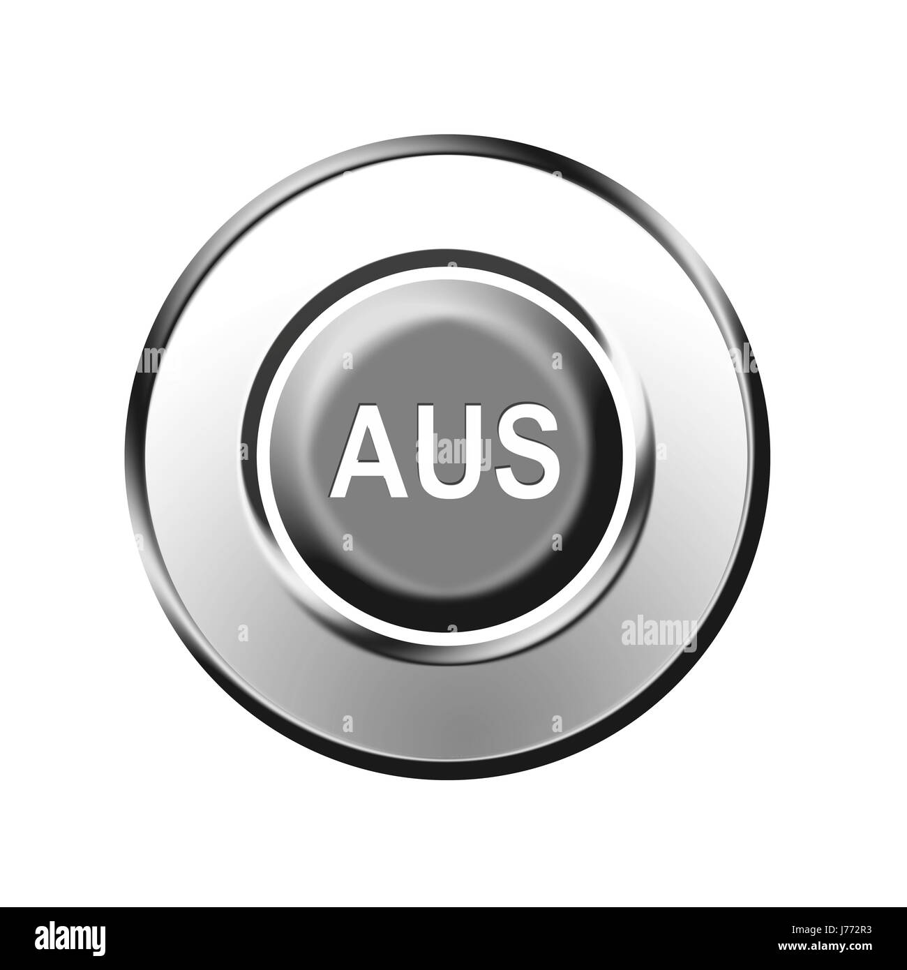 Interruttore a pulsante out simbolismo spegnere il segnale di arresto del segnale opzionale isolato Foto Stock