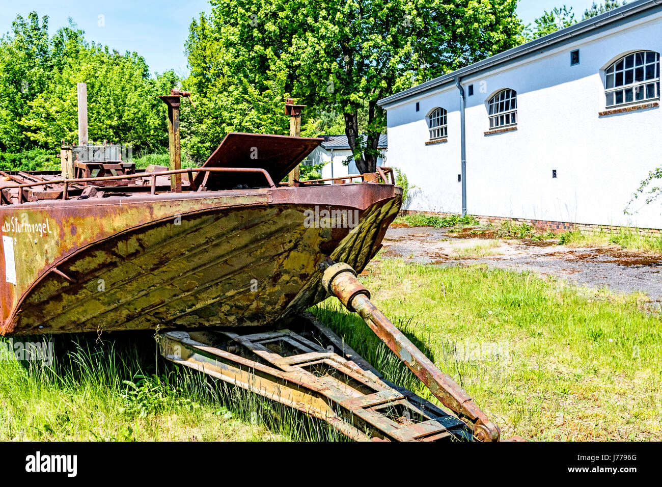 Wünsdorf, Garnisonsmuseum, altes Sturmboot; Wuensdorf guarnigione Museum, vecchia barca assalto Foto Stock