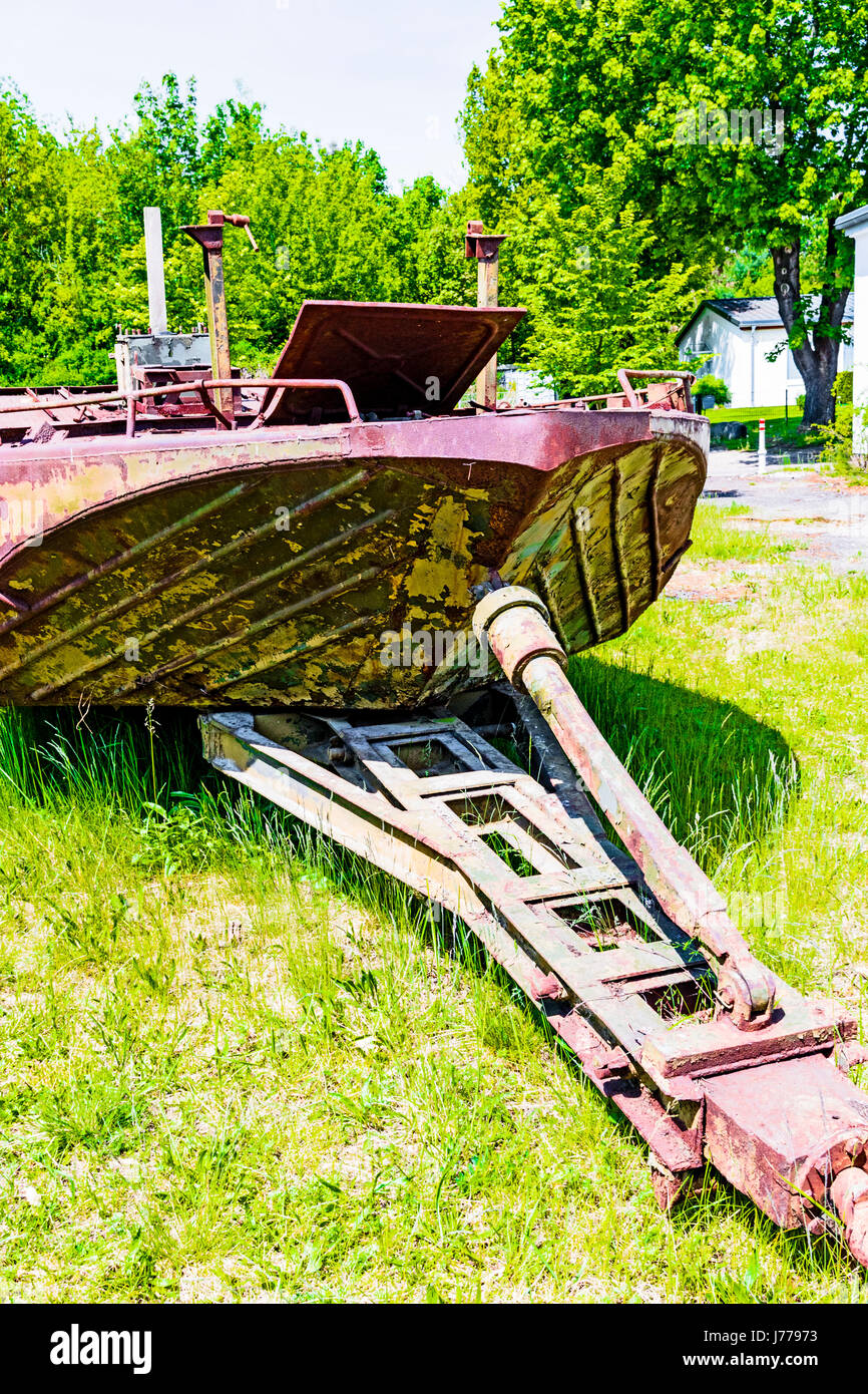 Wünsdorf, Garnisonsmuseum, altes Sturmboot; Wuensdorf guarnigione Museum, vecchia barca assalto Foto Stock