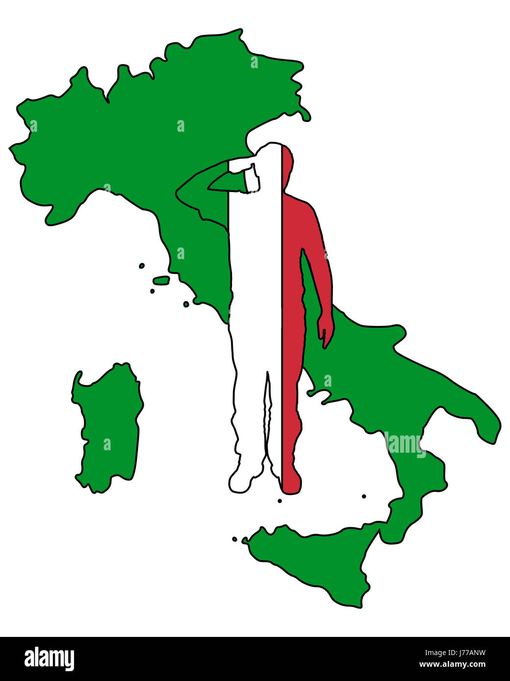 Militari Italiani salute italia segno man mano segnale di handshake mani dito verde Foto Stock