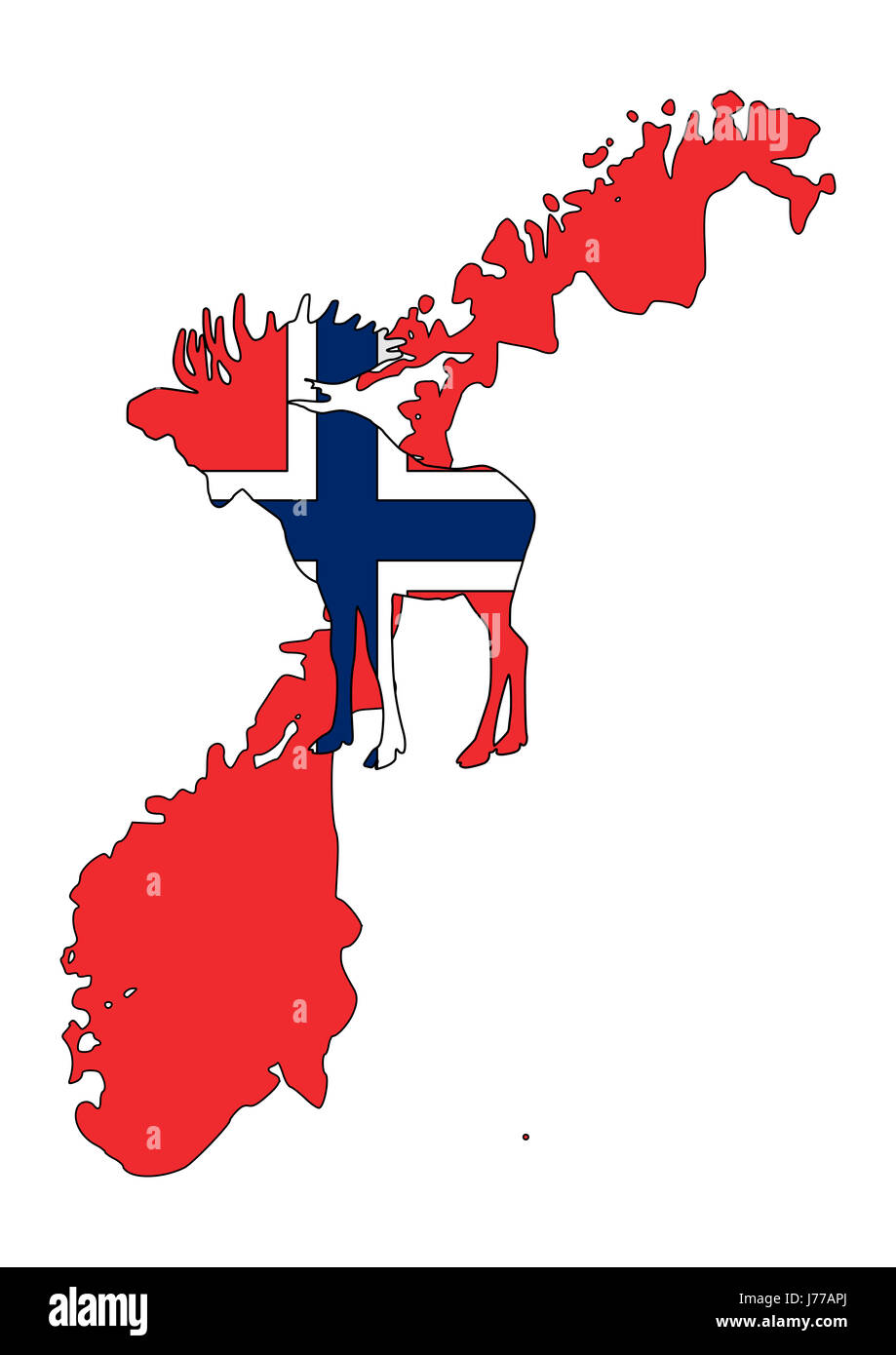 Animale bandiera della Norvegia scandinavia elk norvegese segnale di segno blu colore opzionale Foto Stock