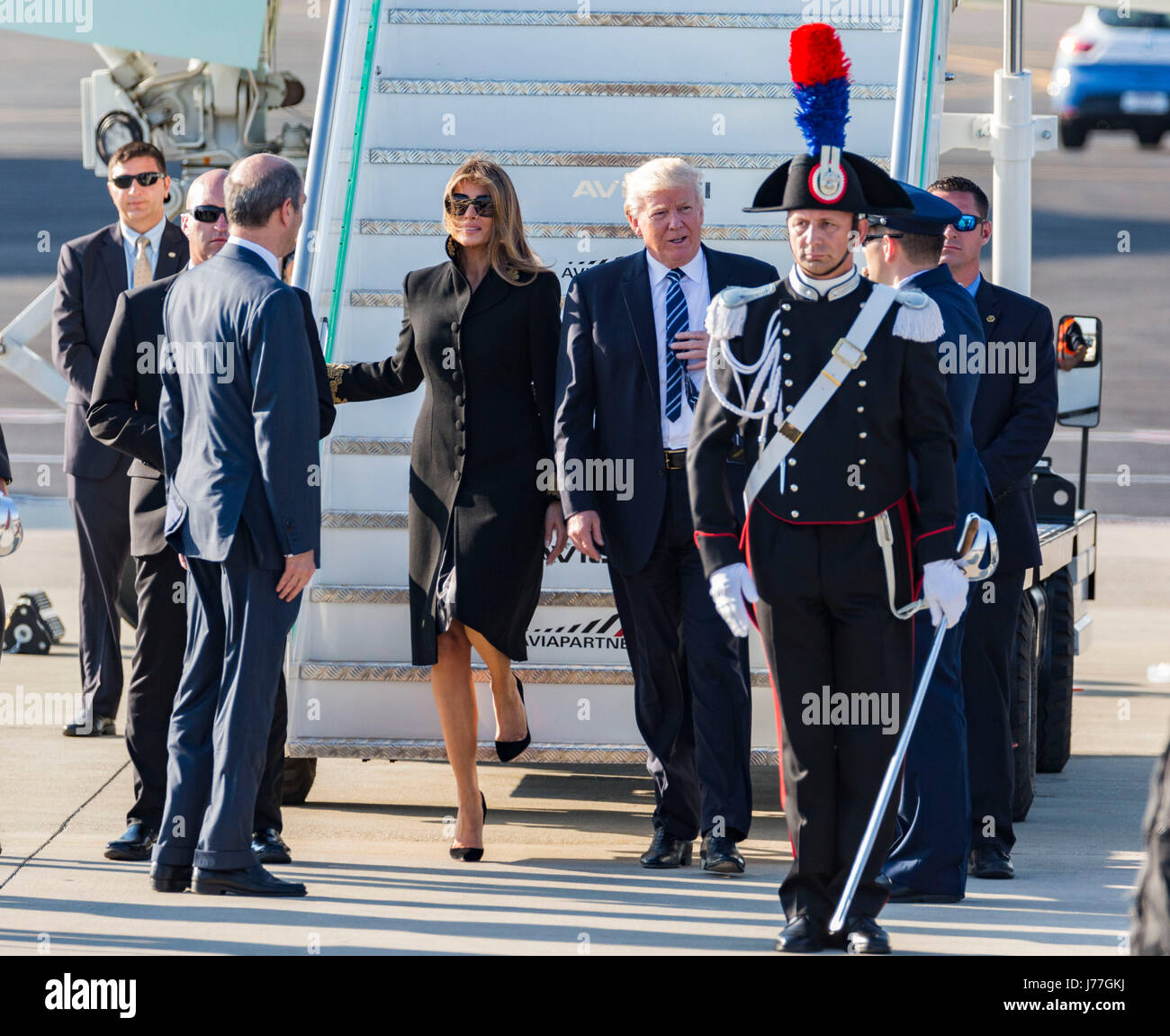 Donald Trump arriva a Roma Italia a bordo di Air Force One Foto Stock