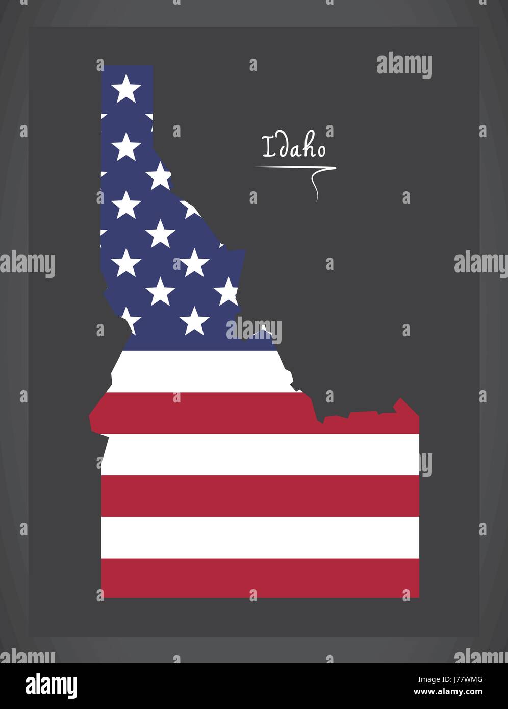 Mappa Idaho con American bandiera nazionale illustrazione Illustrazione Vettoriale