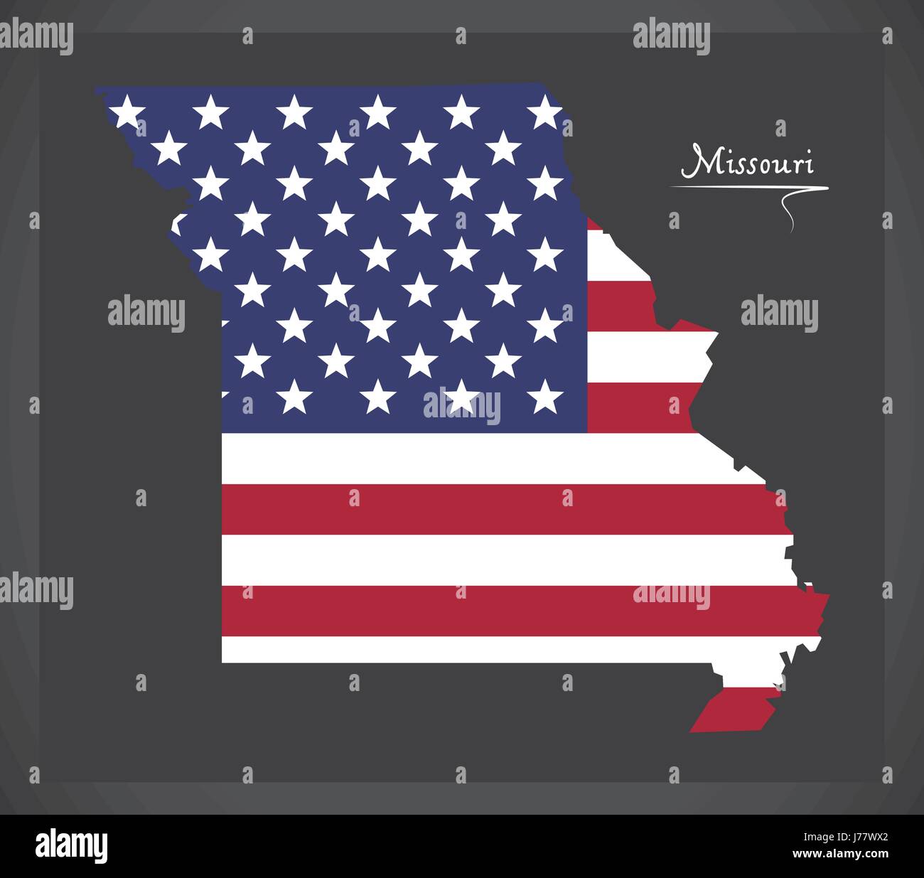 Mappa del Missouri con American bandiera nazionale illustrazione Illustrazione Vettoriale