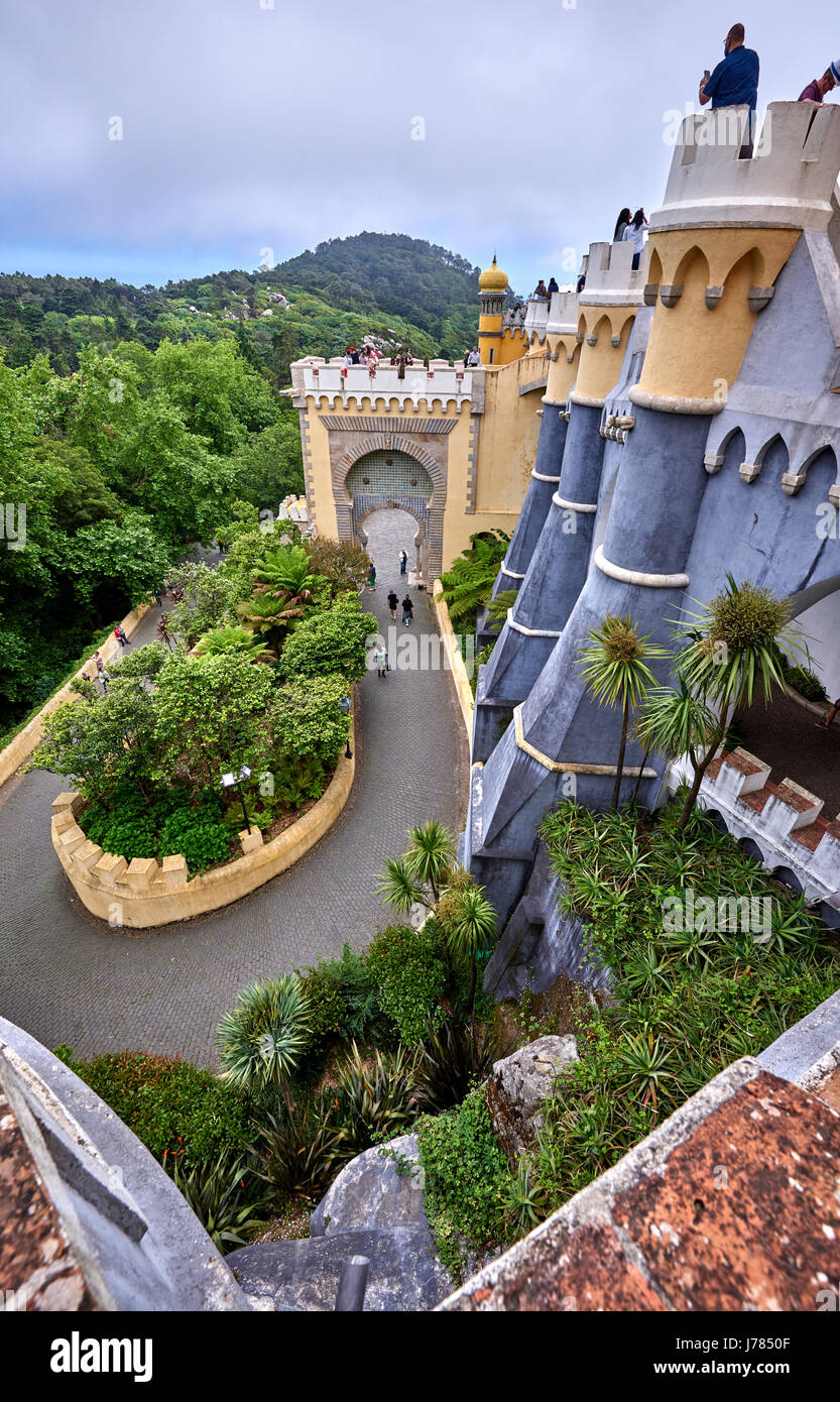 La pena Palace è un castello Romanticist in São Pedro de Penaferrim, nel comune di Sintra, Portogallo. Foto Stock
