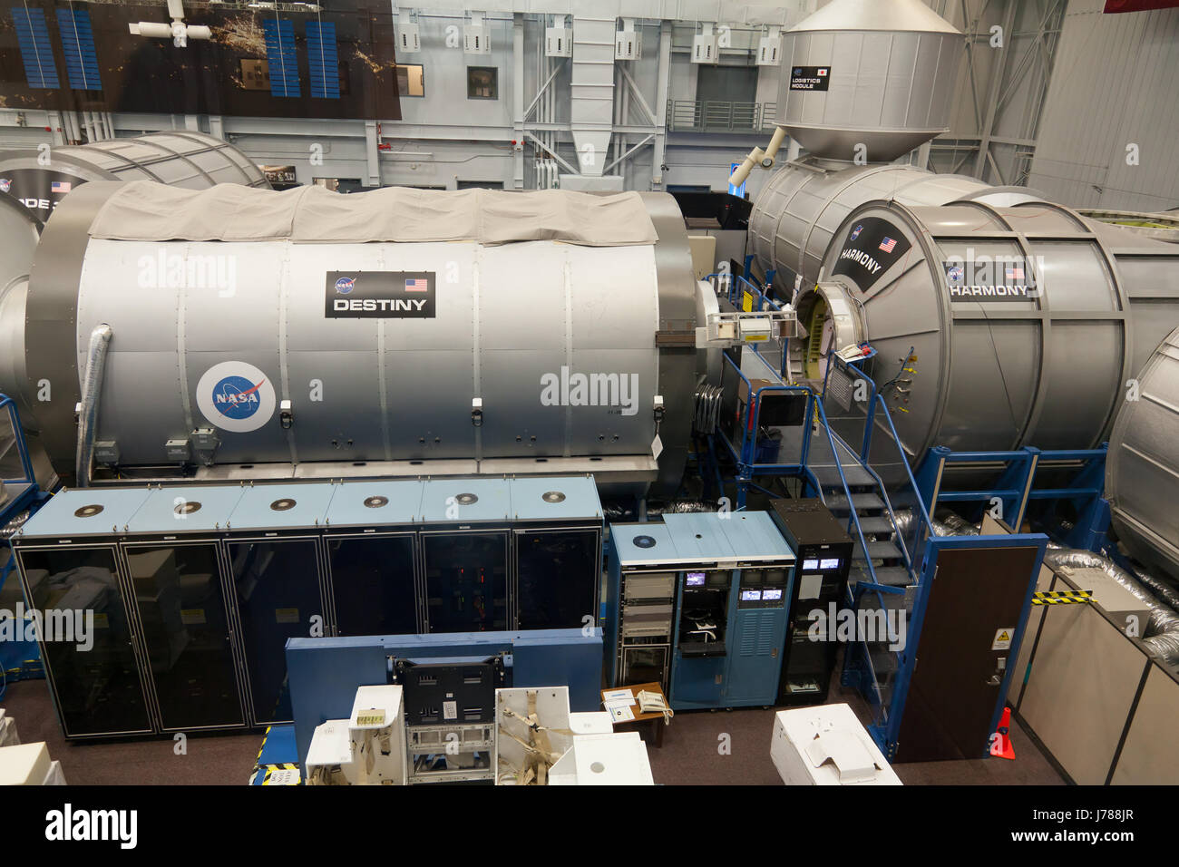 ISS Stazione Spaziale Internazionale veicolo Mock-Up struttura presso la NASA Johnson Space Center. Houston, Texas Foto Stock