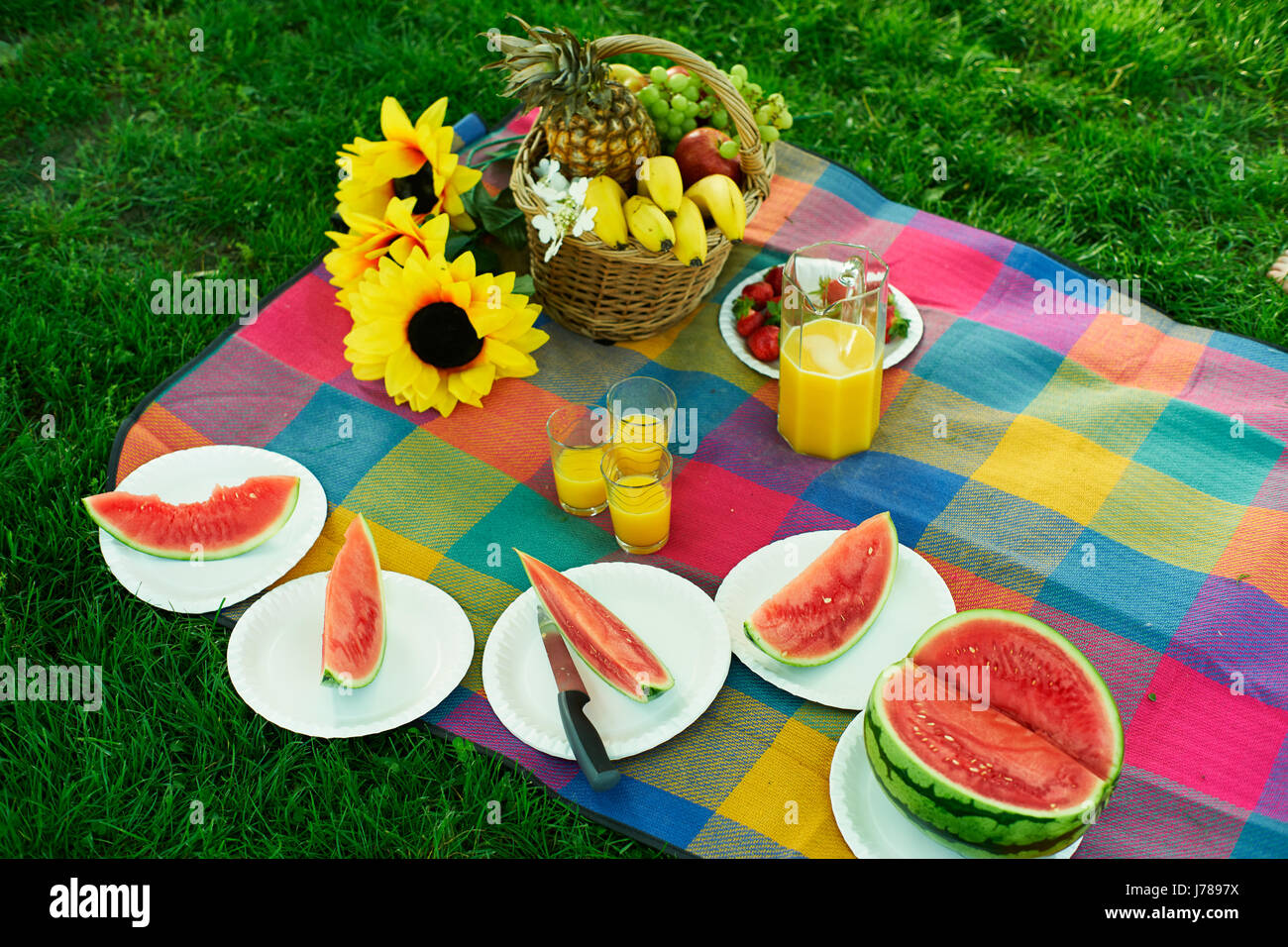 Ancora vita con picnic all'aperto Foto Stock