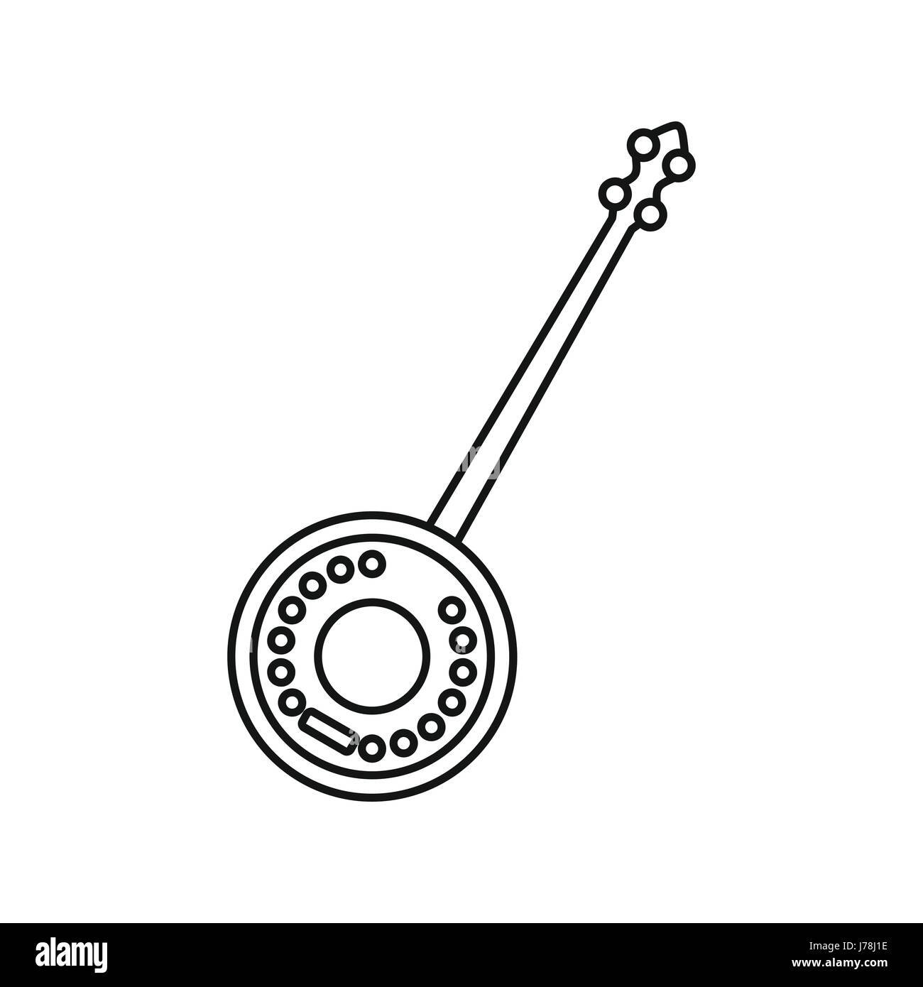 Icona Dutar in stile contorno isolati su sfondo bianco. Strumento musicale simbolo illustrazione vettoriale Illustrazione Vettoriale