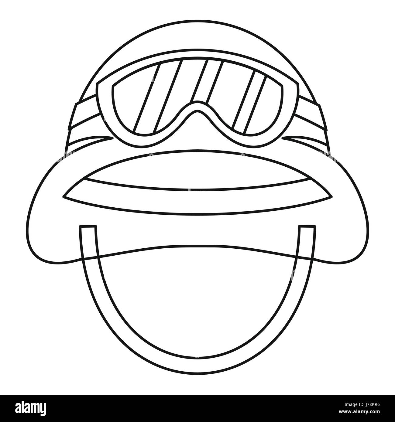 Metallo militare lhelmet icona in stile contorno isolati su sfondo bianco illustrazione vettoriale Illustrazione Vettoriale