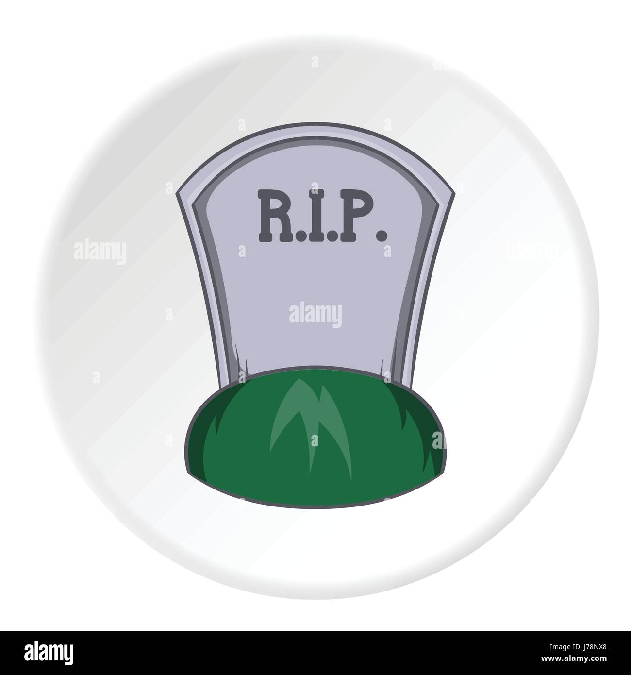 Grave rip icona in stile cartoon isolato sul cerchio bianco sullo sfondo. Simbolo di morte illustrazione vettoriale Illustrazione Vettoriale