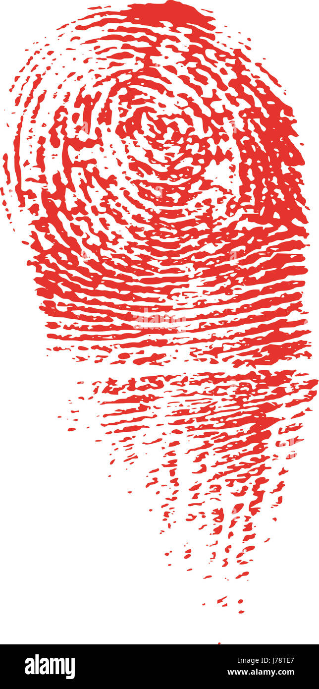 Illustrazione della criminalità polizia di impronte digitali dito la criminalità omicidio sangue contrassegno stampa Foto Stock