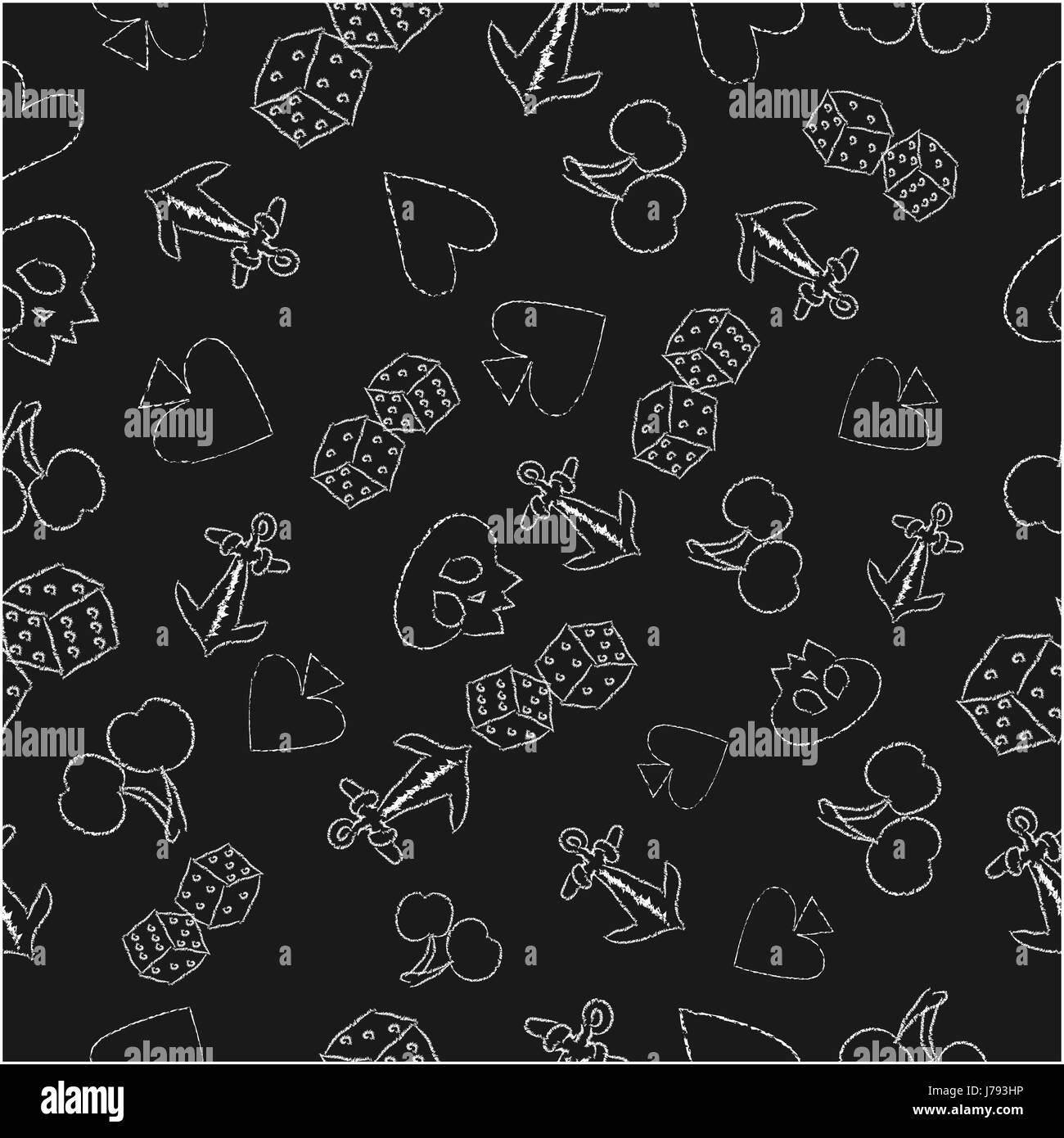 Seamless texture con gli elementi bianchi di carte e di frutta Illustrazione Vettoriale
