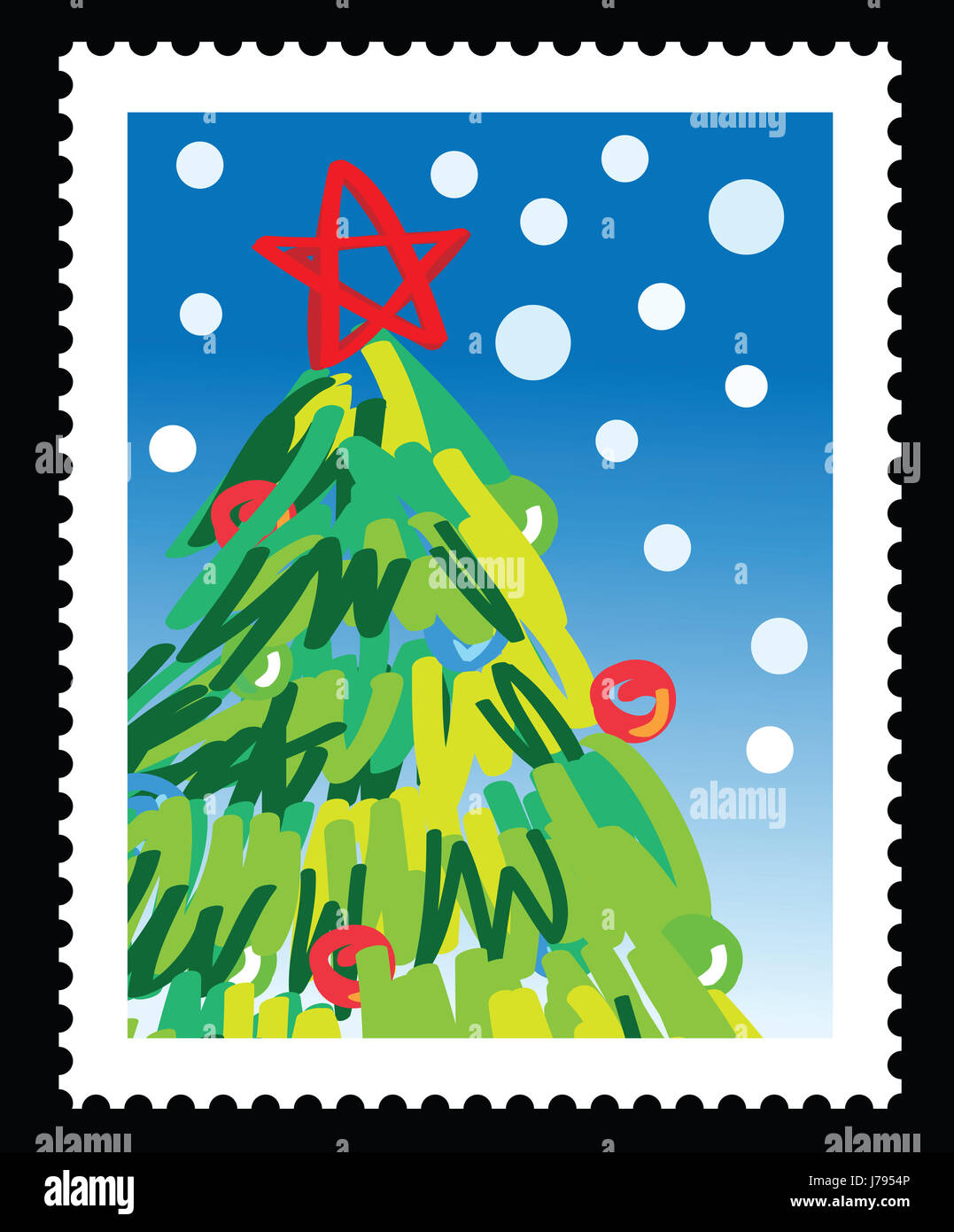 Albero di natale di vettore di affrancatura postale timbro xmas X-mas saluto tree vacanza vacanze Foto Stock