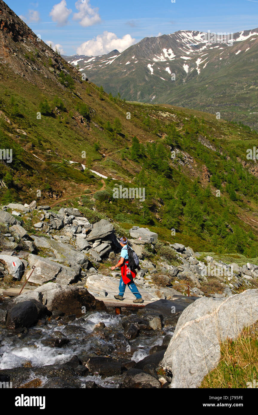 Escursione in alta montagna,Wallis,svizzera Foto Stock