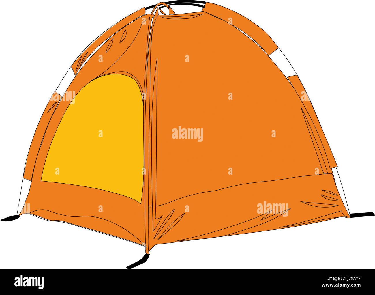 Illustrazione di viaggio camping tenda grande grande enorme extreme potente imponente Foto Stock