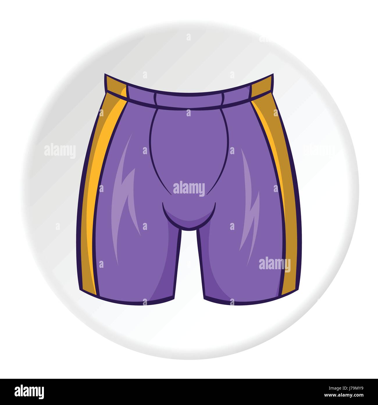 Hockey Icona pantaloncini in stile cartoon isolato sul cerchio bianco sullo sfondo. Simbolo di abbigliamento illustrazione vettoriale Illustrazione Vettoriale