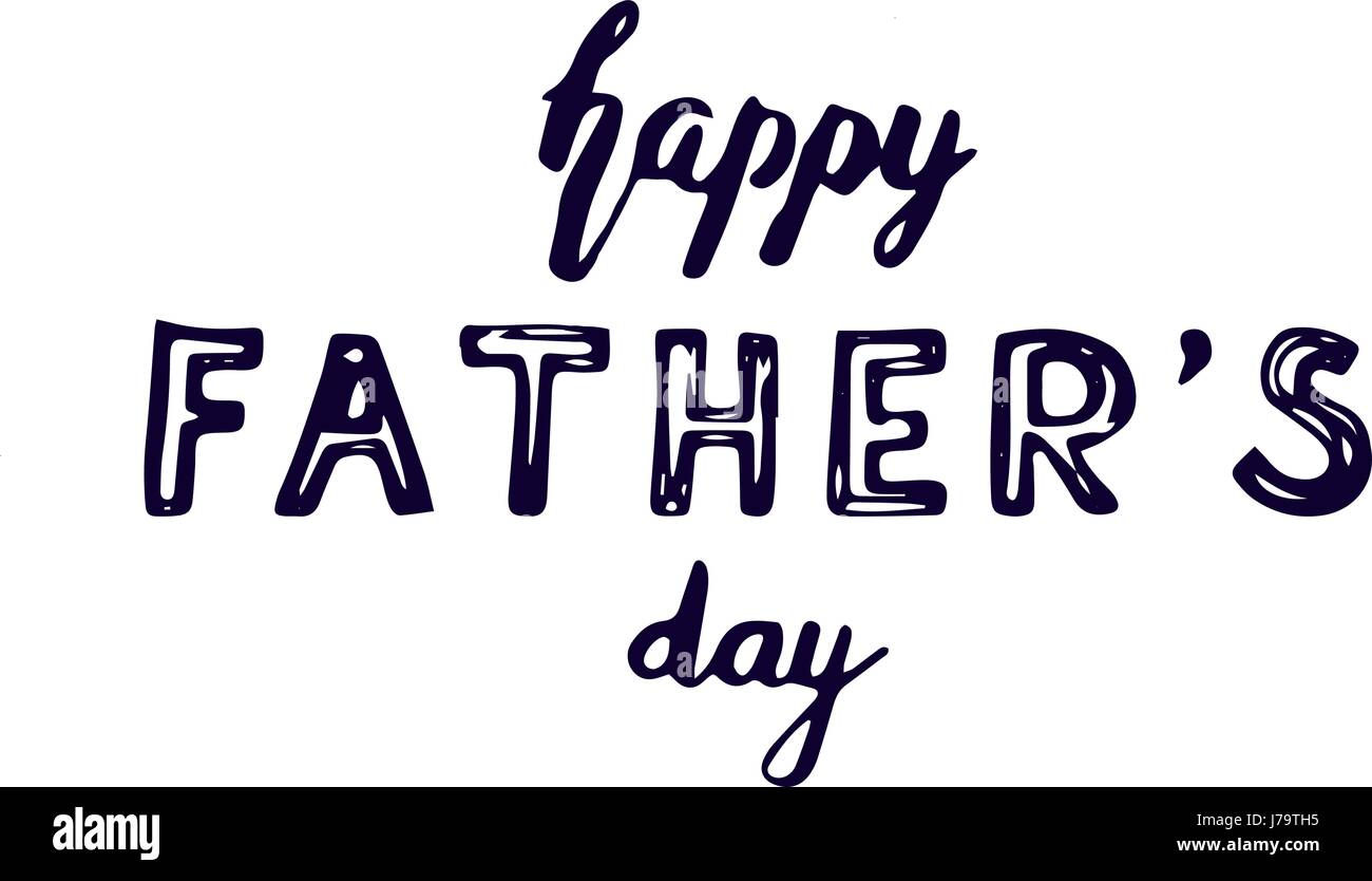 Felice giorno padri lettering design. Moderno stile Brush per biglietti di auguri, banner, t-shirt design. Isolato su bianco Illustrazione Vettoriale