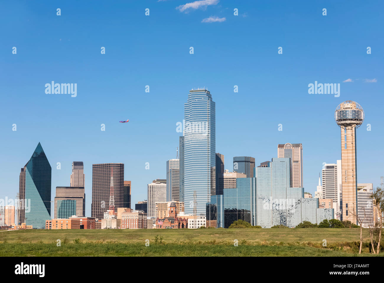 Stati Uniti d'America, Texas, Dallas, skyline con Reunion Tower Foto Stock