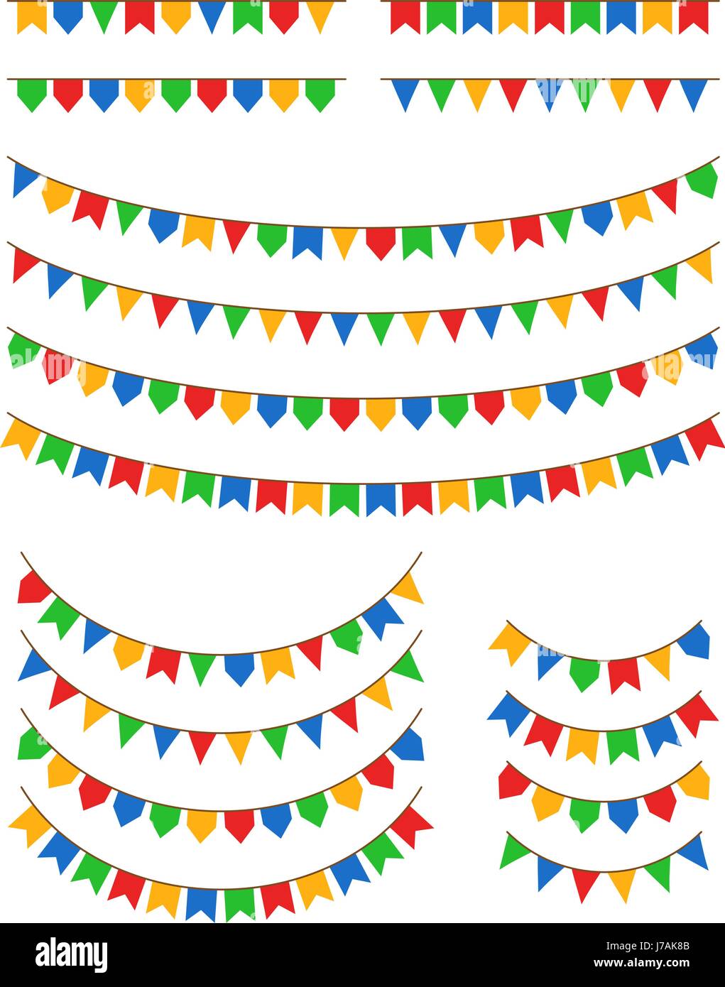 Festa Junina bandiere illustrazione vettoriale isolati su sfondo bianco. Festa de São João e Festa de Santo Antonio decorazione Illustrazione Vettoriale
