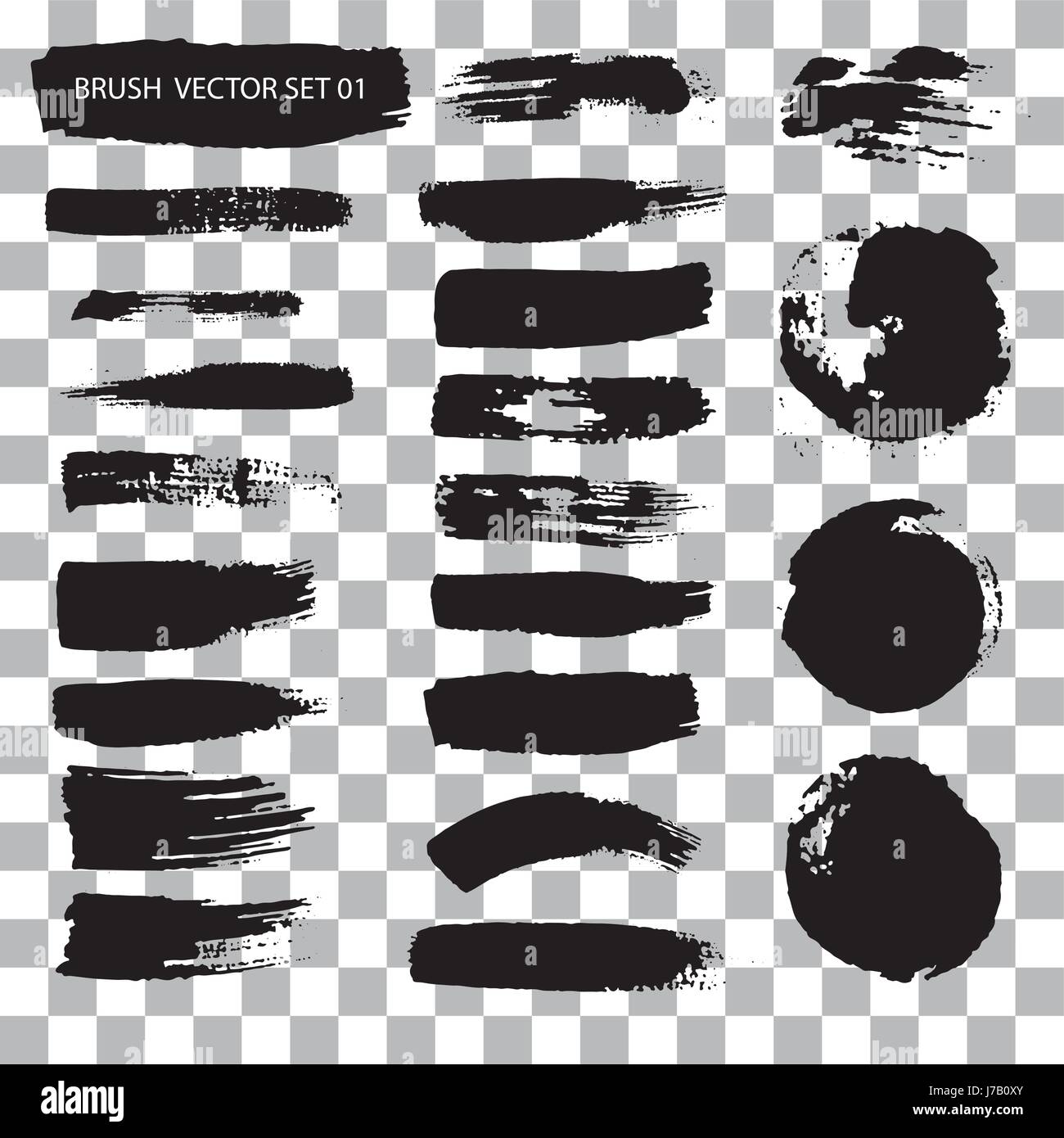 Set di tratto di pennello macchie di vettore isolato Illustrazione Vettoriale