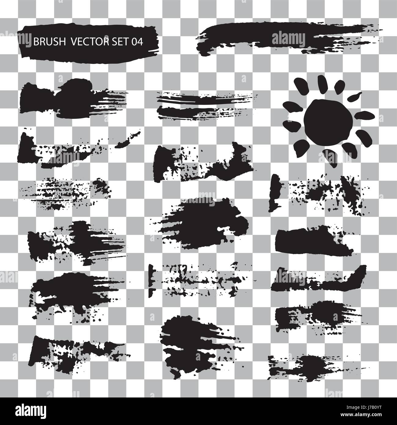 Set di tratto di pennello macchie di vettore isolato Illustrazione Vettoriale