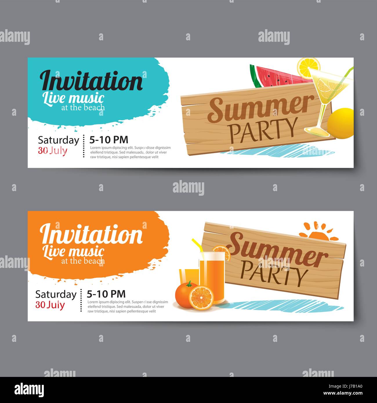 Summer party in piscina il modello ticket Illustrazione Vettoriale