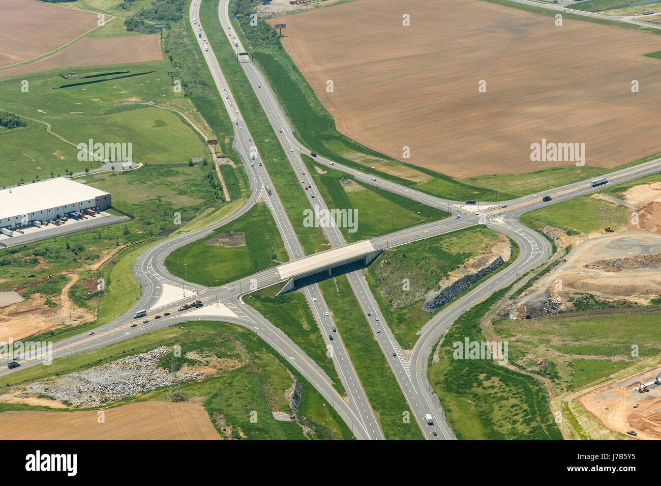 Vista aerea della Interstate Highway Interchange Foto Stock